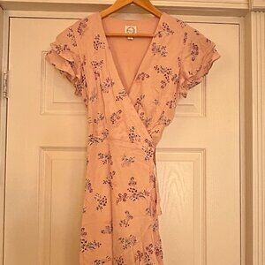 Blue Rain Pink Wrap Dress